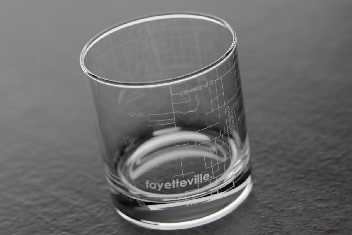 Fayetteville Map Engraved Rocks Glass