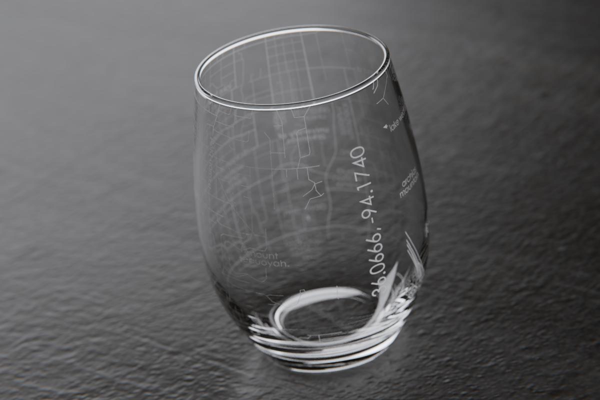 Fayetteville Map Engraved Stemless Wine Glass