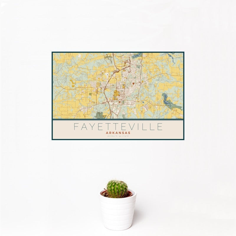 Fayetteville Woodblock Map Print