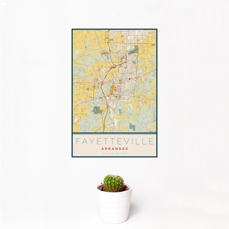 Fayetteville Woodblock Map Print
