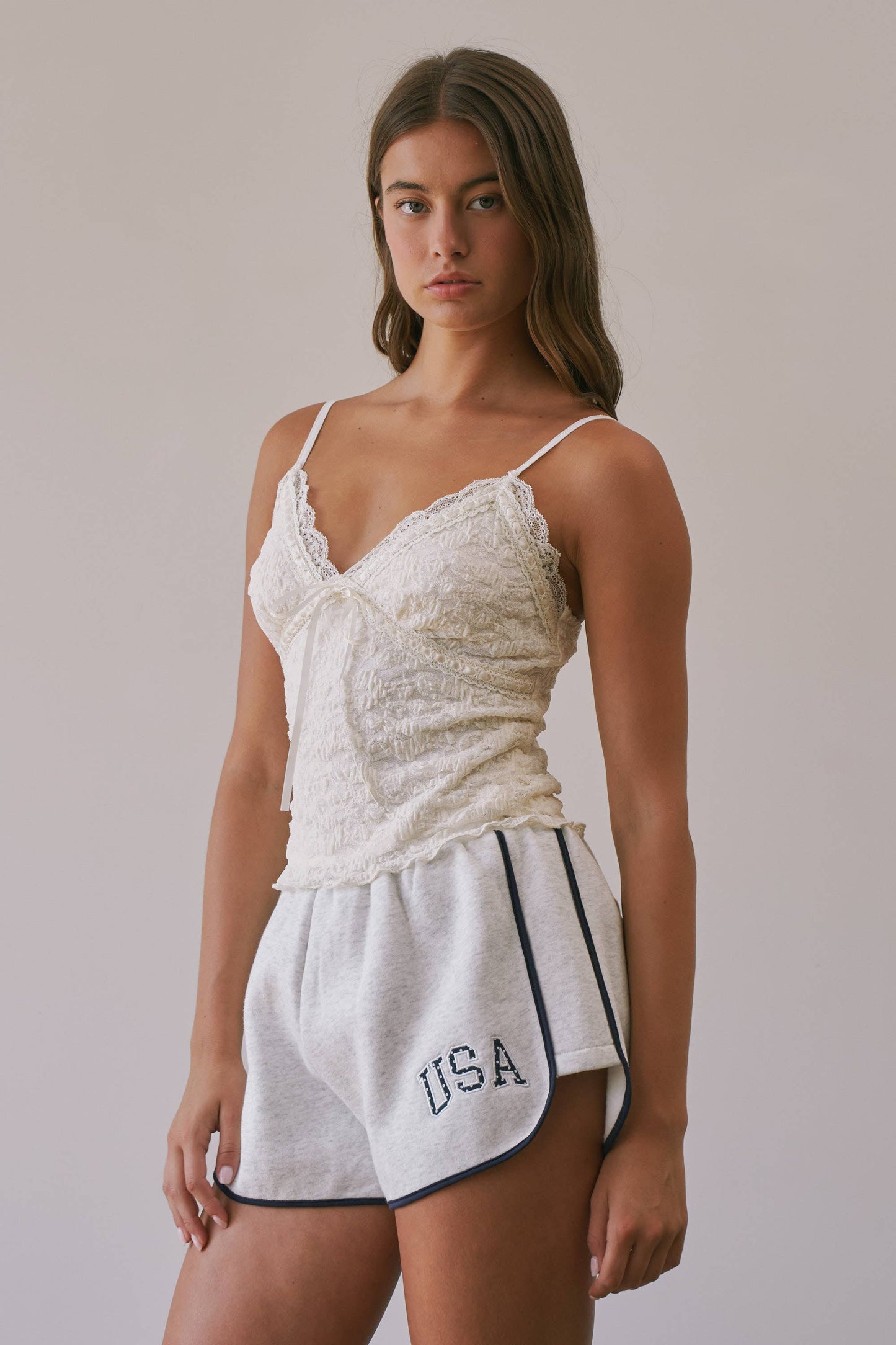 Brielle Textured Rosette Lace Cami Top
