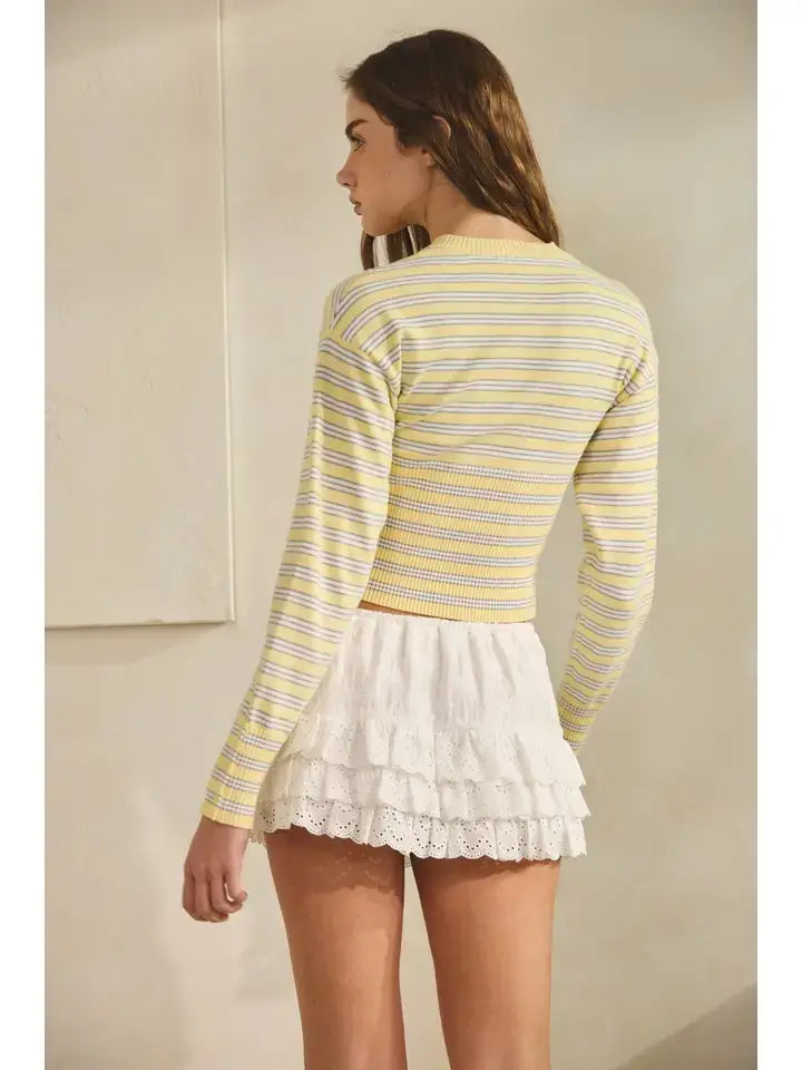 Josephine Striped Snap Button Down Cardigan