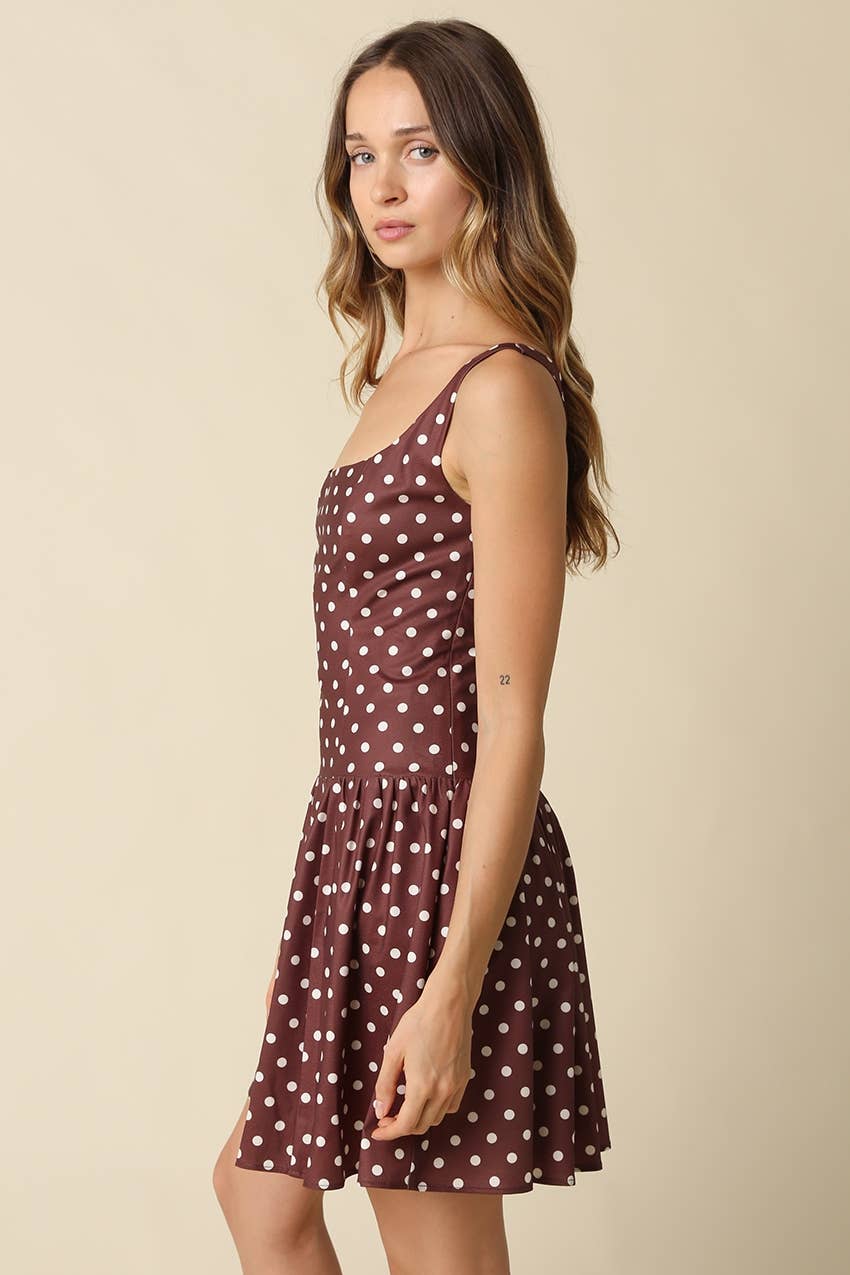 Cocoa Polka Dot Mini Dress