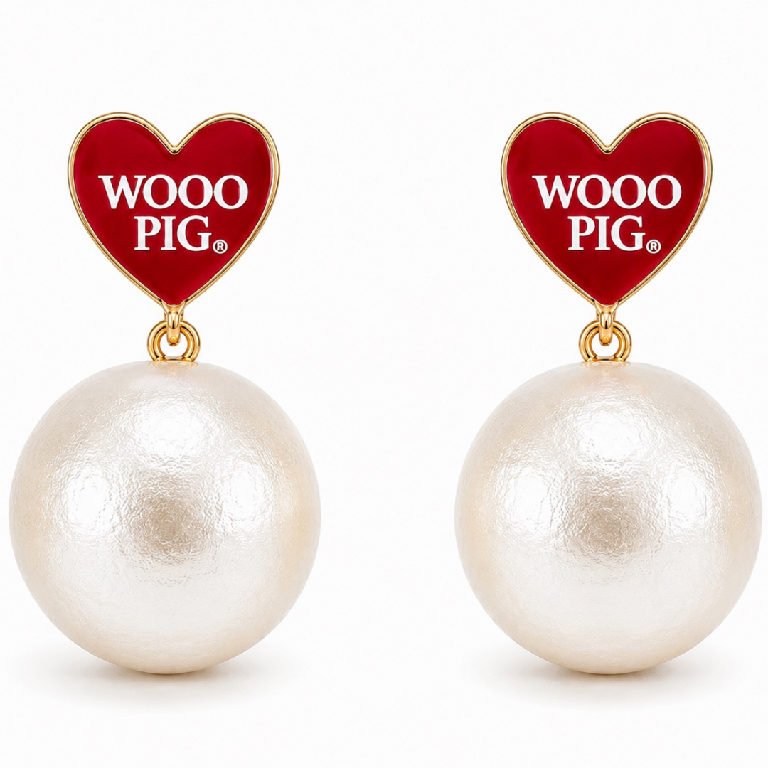 Arkansas Heart Pearl Drop Earrings