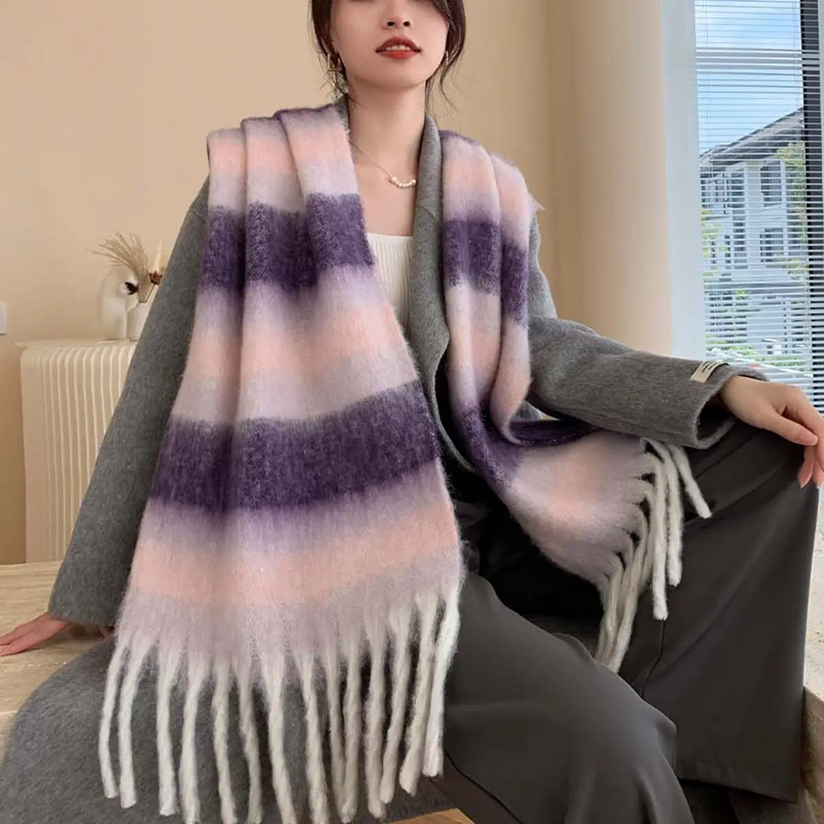 Plush Striped Scarfs