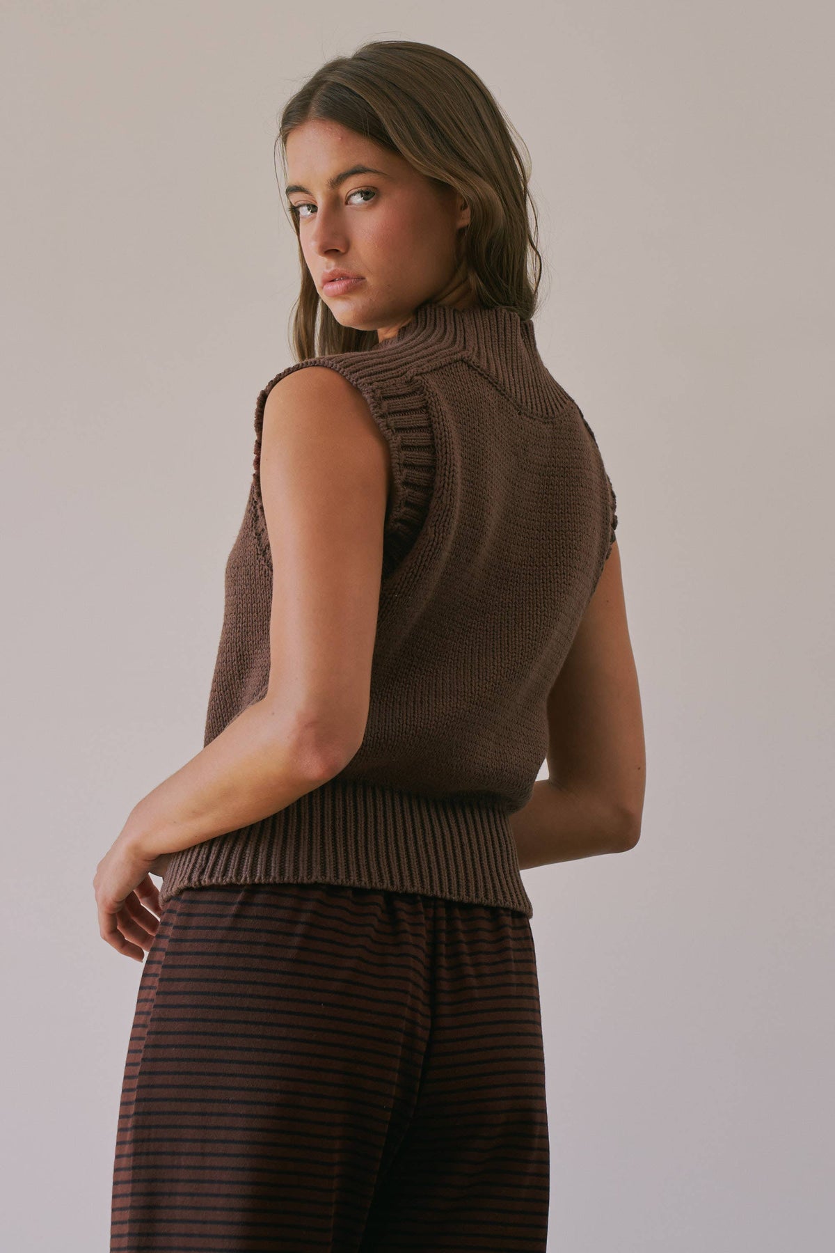 Lexi Ribbed Mock Neck Sweater Vest