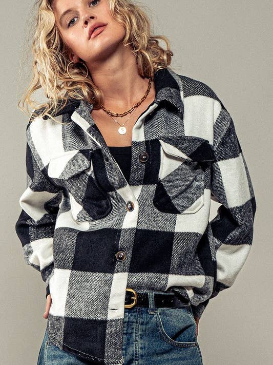 Plaid Flannel Button Down Jacket