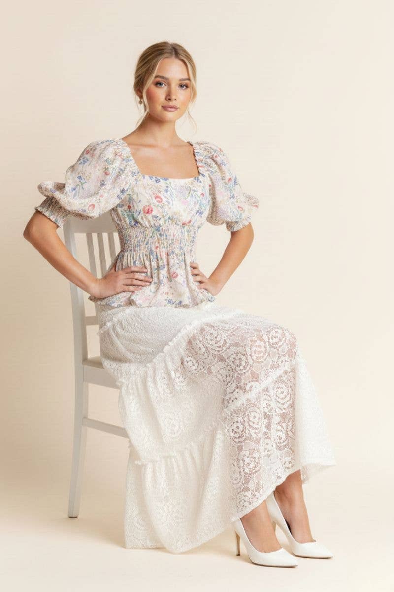 FLORAL PRINT PEPLUM TOP