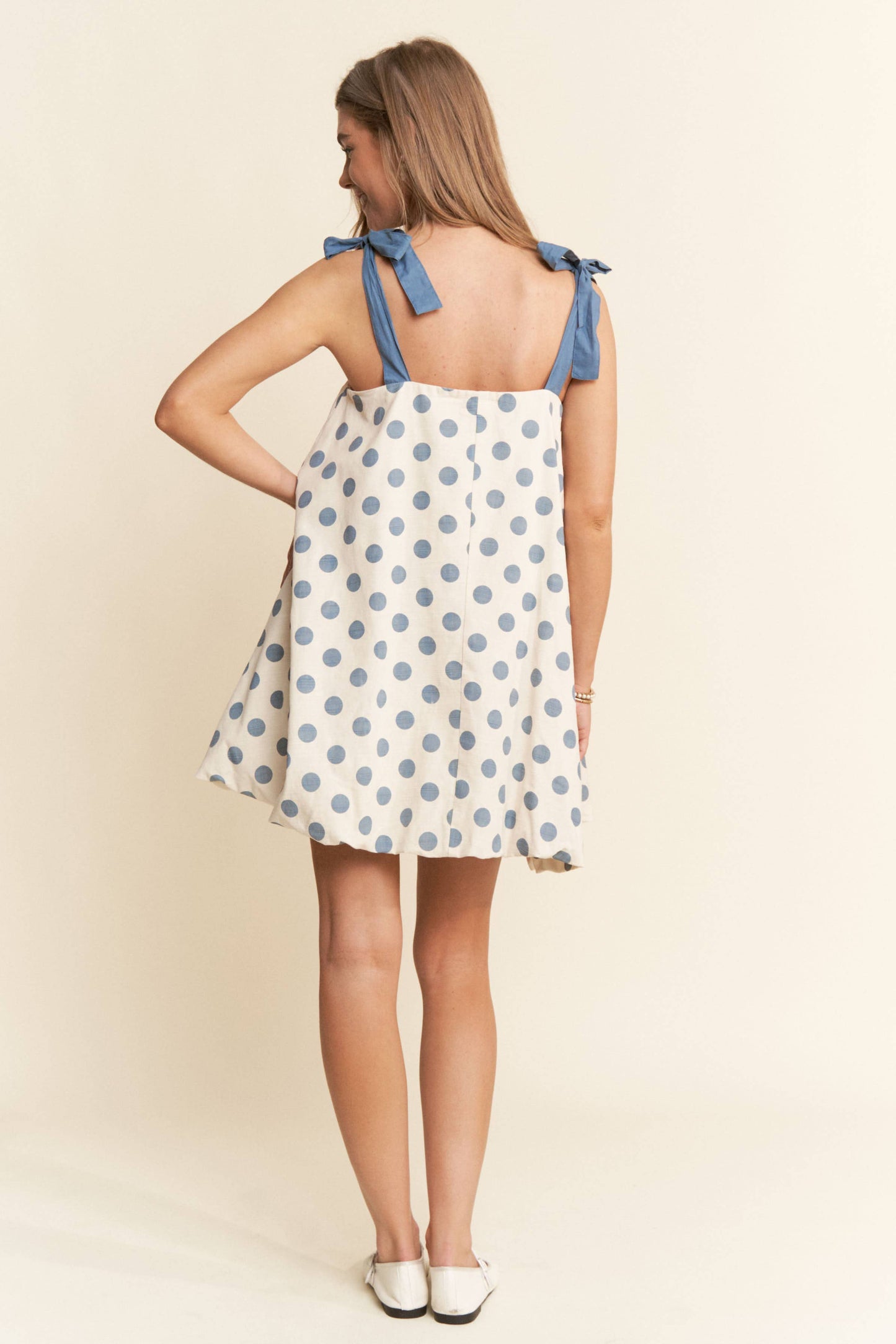 A-line Polka-dot Sleeveless Mini Dress