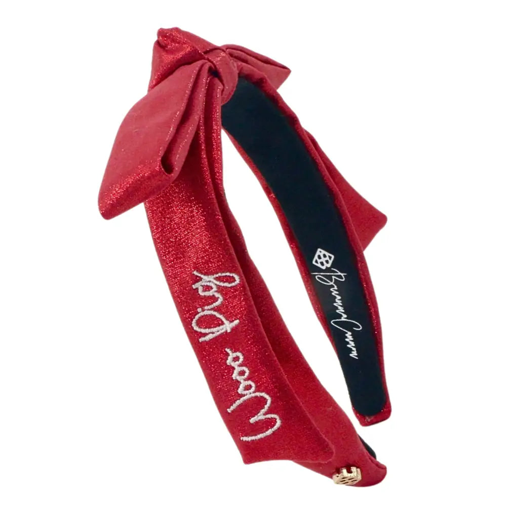 Thin Embroidered Ribbon Bow Headband