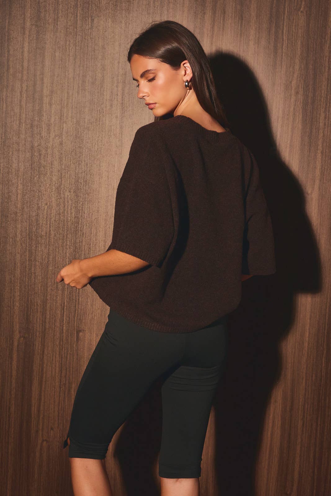 Short Sleeve Crew Neck Boxy Knit Sweater Top