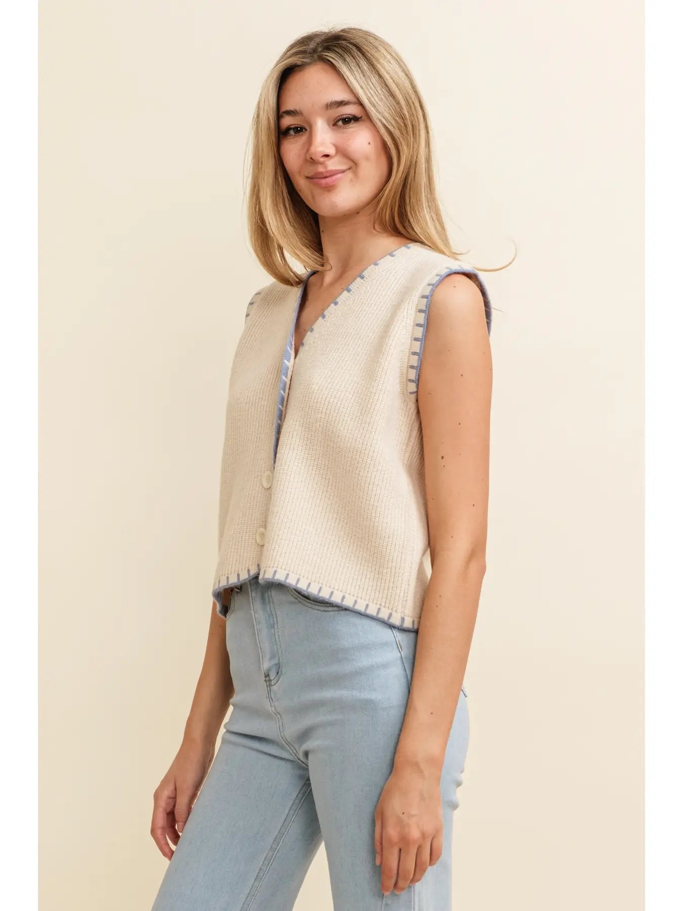 Contrast Stitch Sweater Vest