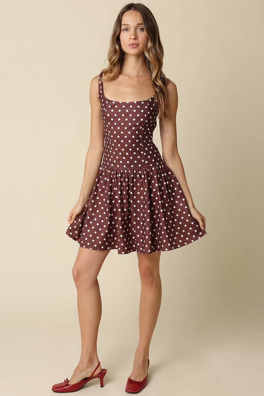Cocoa Polka Dot Mini Dress
