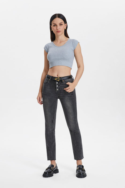High Rise Skinny Jeans w/ Button Fly