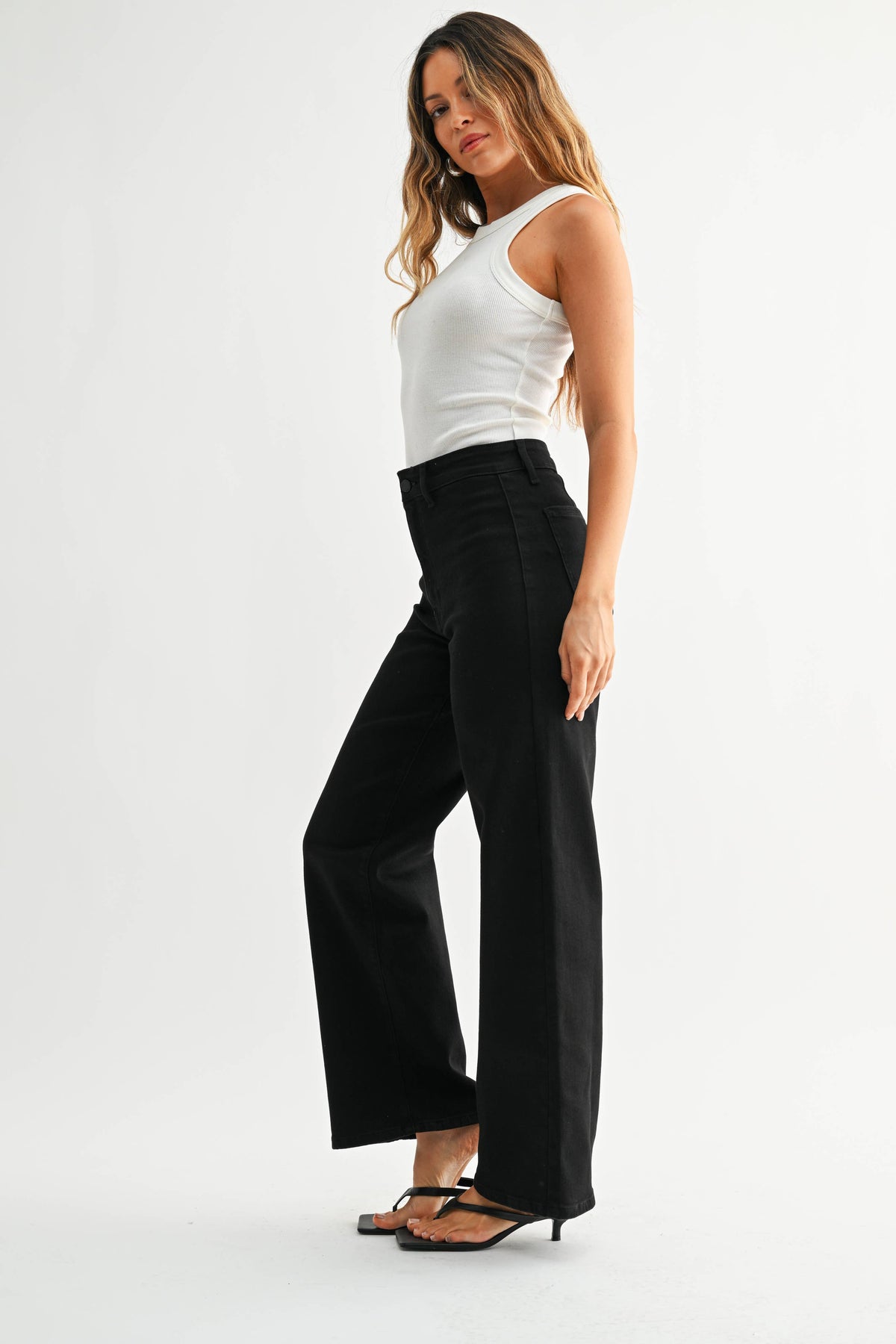 Black Hidden Pocket High Rise Trouser