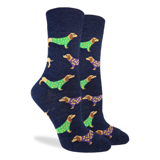 Women's Navy Wiener Dog Socks