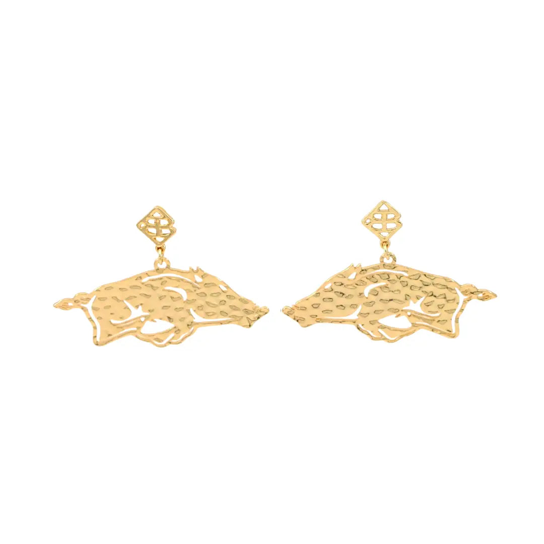 Gold Running Razorback Earrings