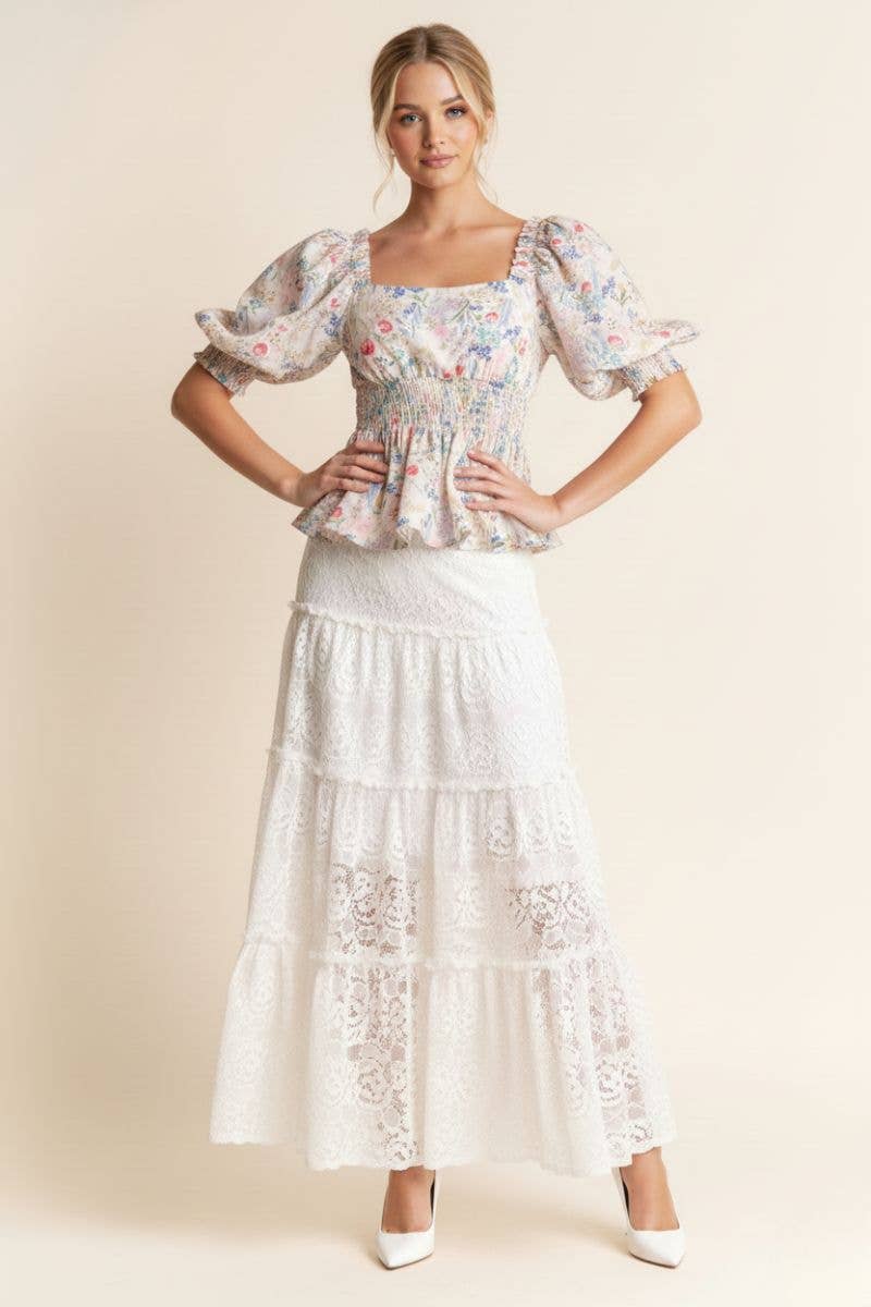 FLORAL PRINT PEPLUM TOP