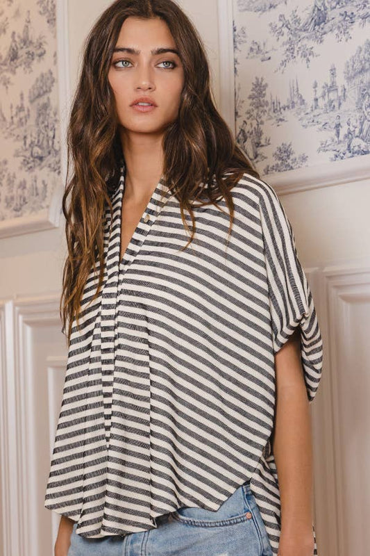 Oversized Stripe Shirt Top