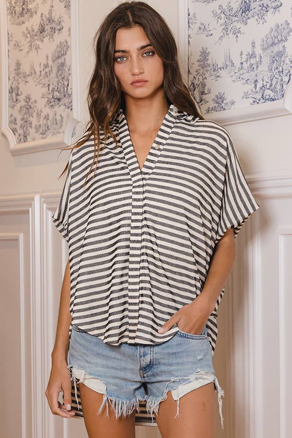 Oversized Stripe Shirt Top
