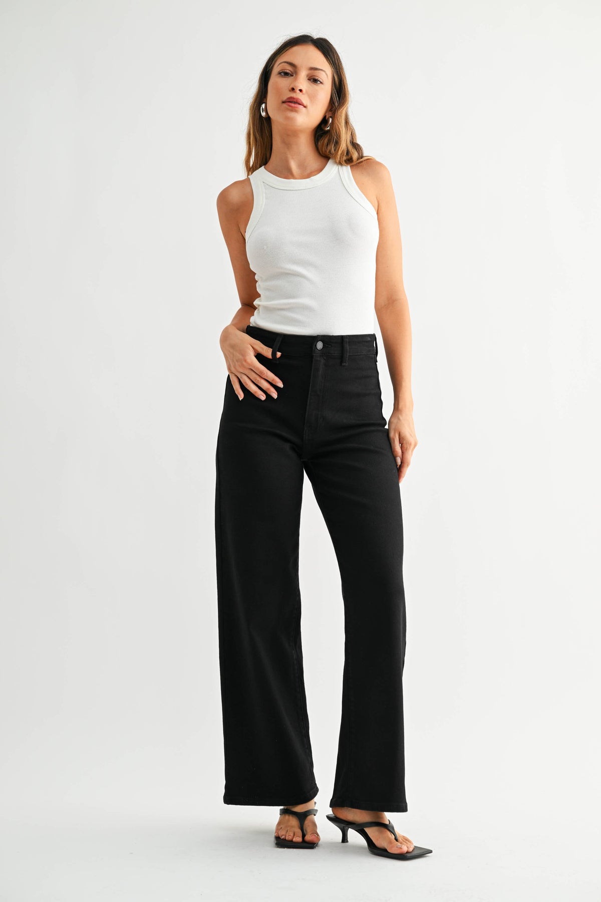 Black Hidden Pocket High Rise Trouser