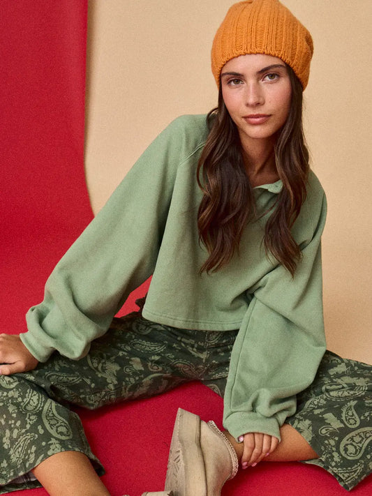 Cropped Collared Pullover