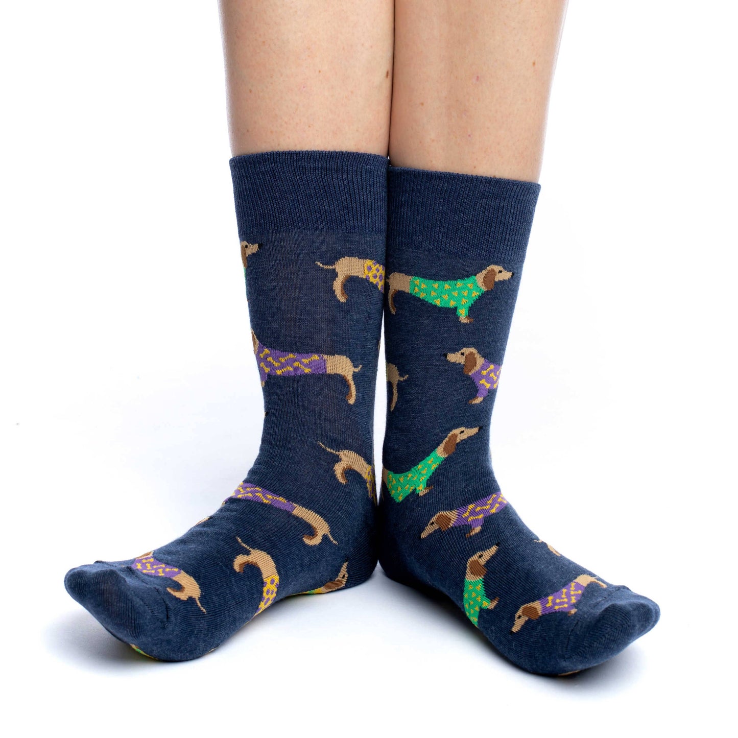 Women's Navy Wiener Dog Socks