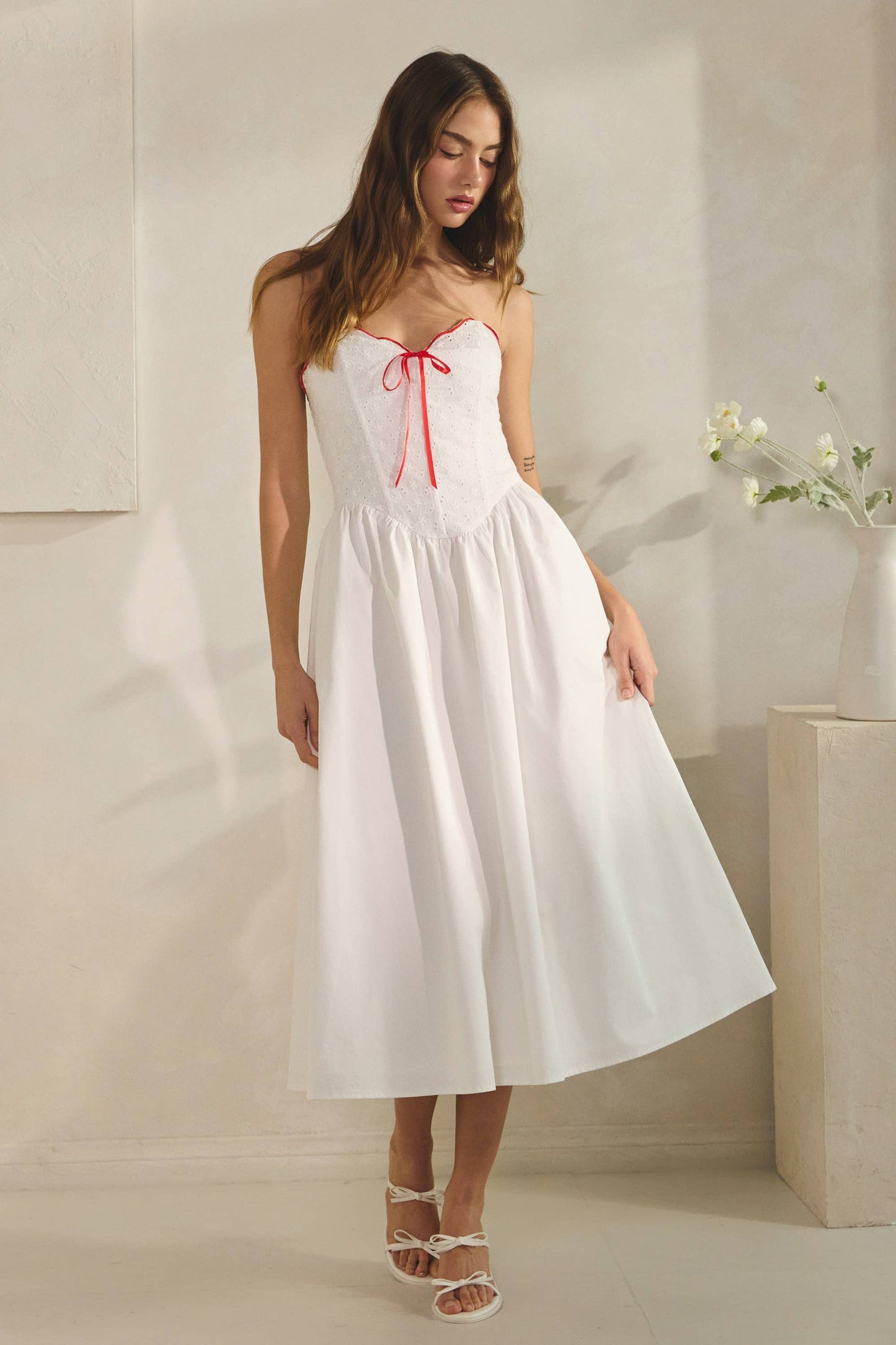 Heart Crochet Corset Midi Dress