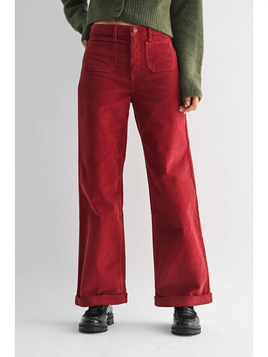 Corduroy Patch Pocket Wide Leg
