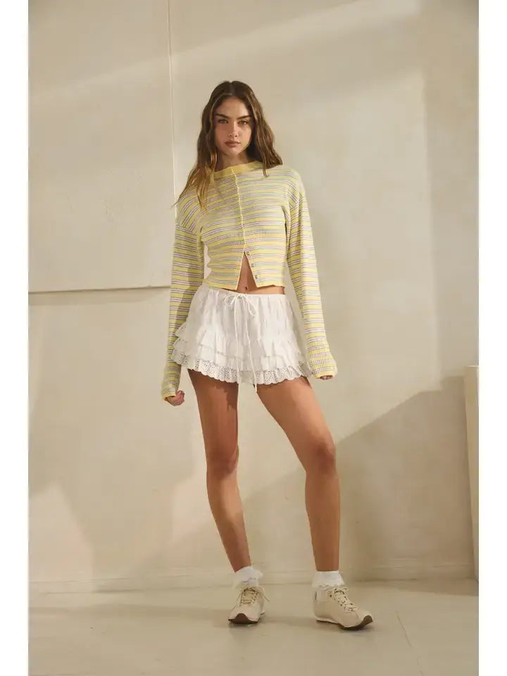 Josephine Striped Snap Button Down Cardigan