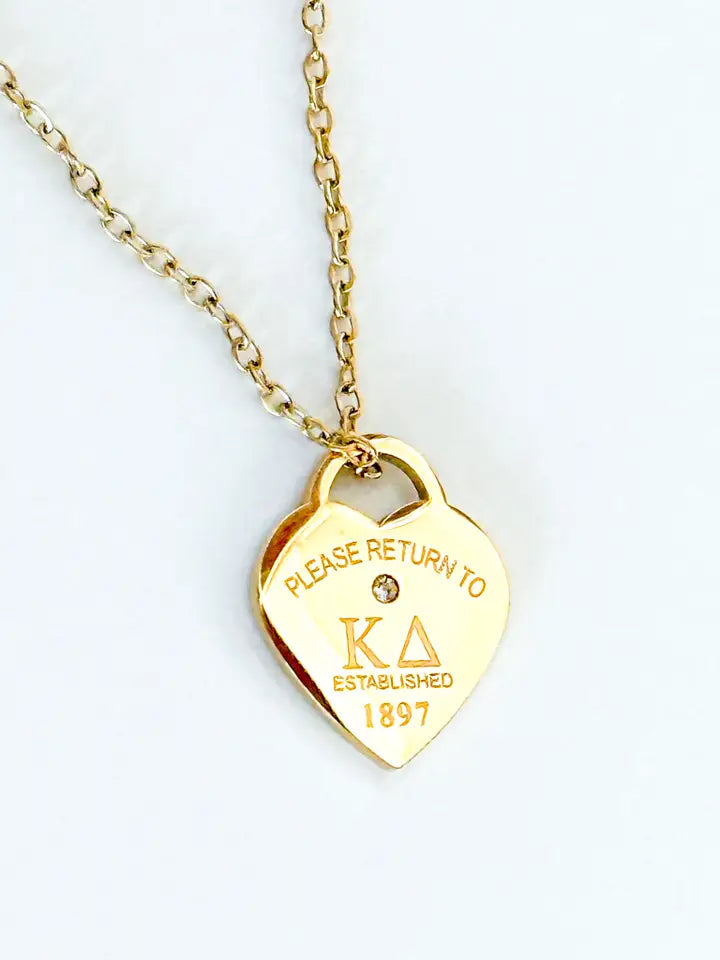 Greek Please Return Necklace