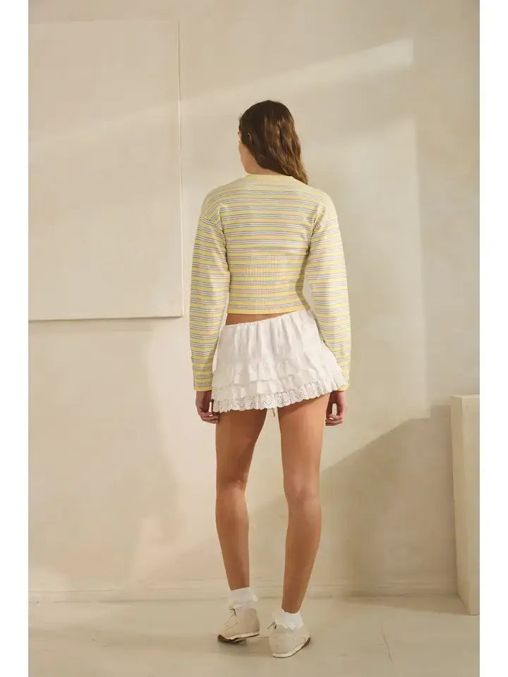 Josephine Striped Snap Button Down Cardigan