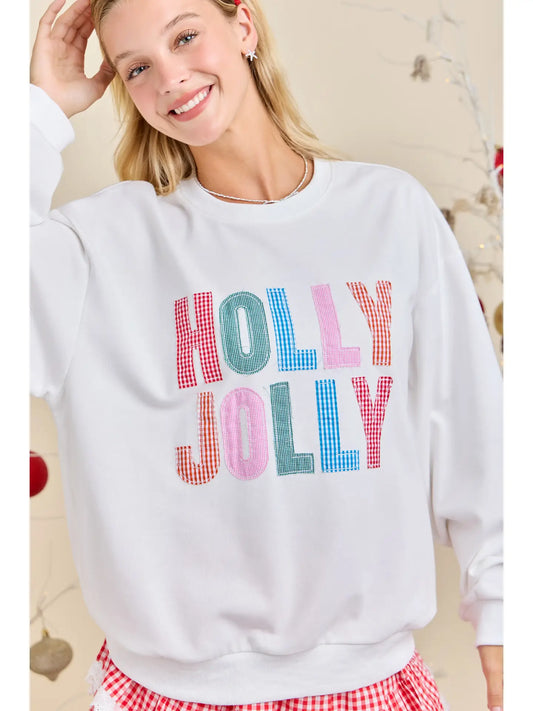Holly Jolly Patchwork Crewneck