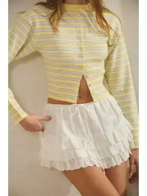 Josephine Striped Snap Button Down Cardigan