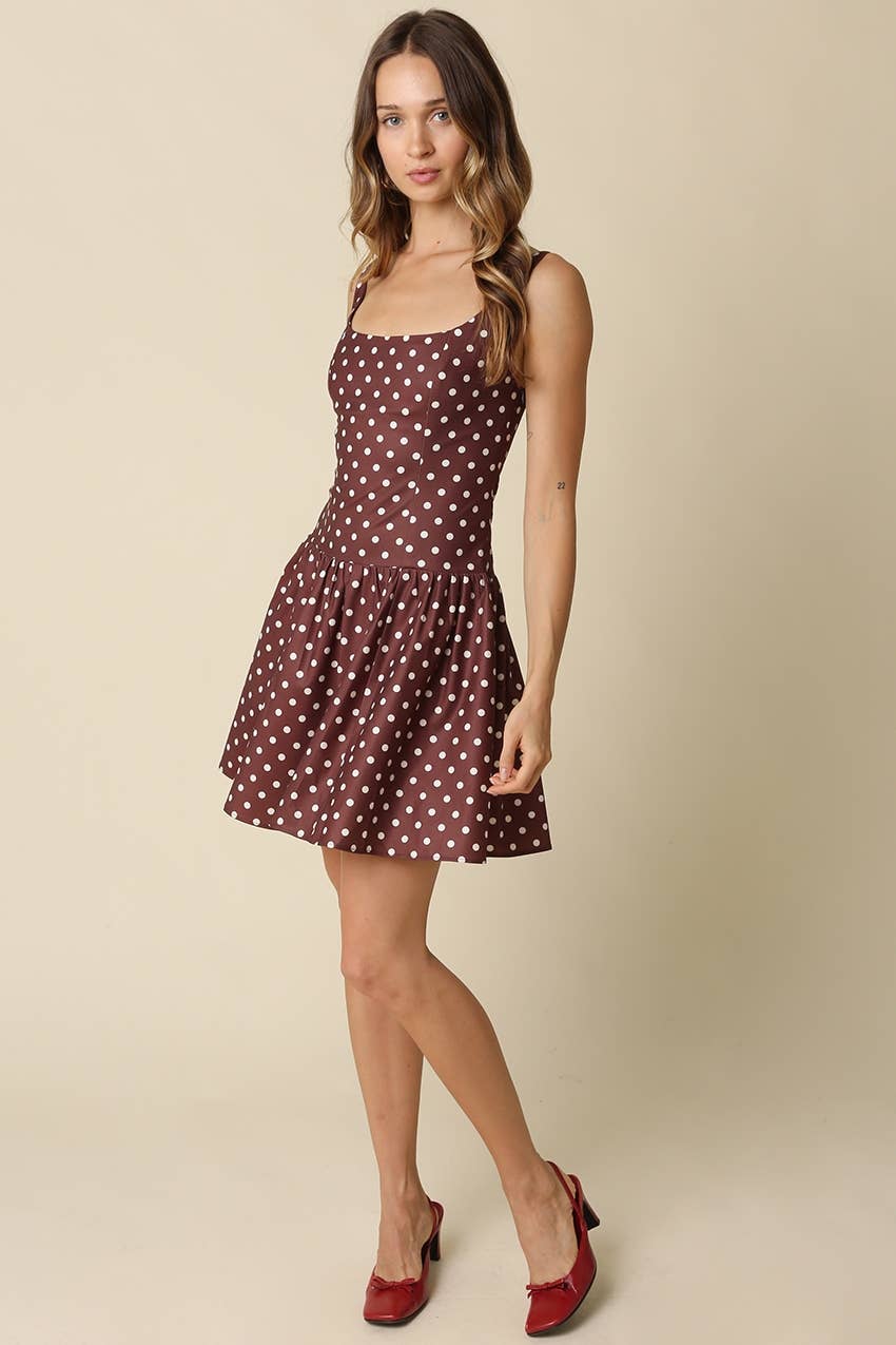 Cocoa Polka Dot Mini Dress