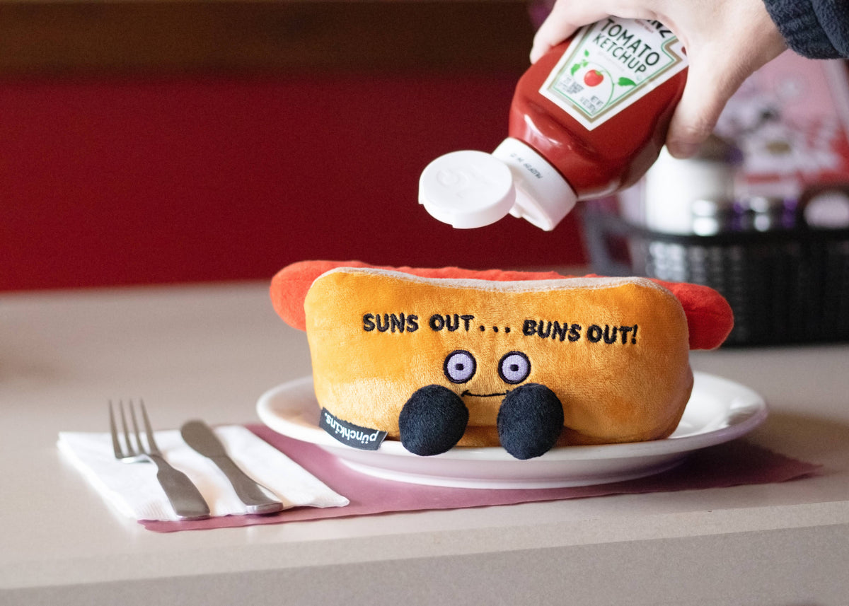"Suns Out… Buns Out!" Plush Hotdog