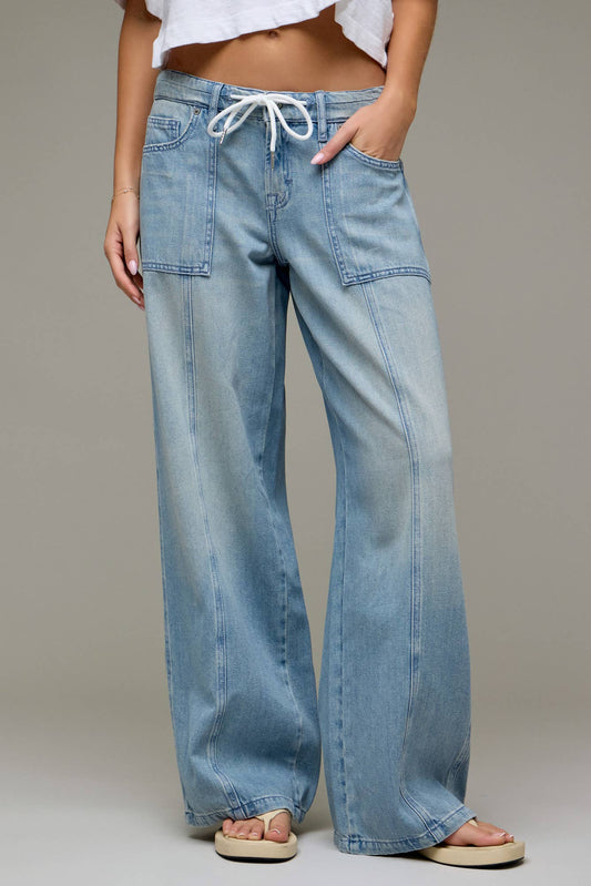 Vintage Super Soft Drawstring Mid Rise Wide Leg