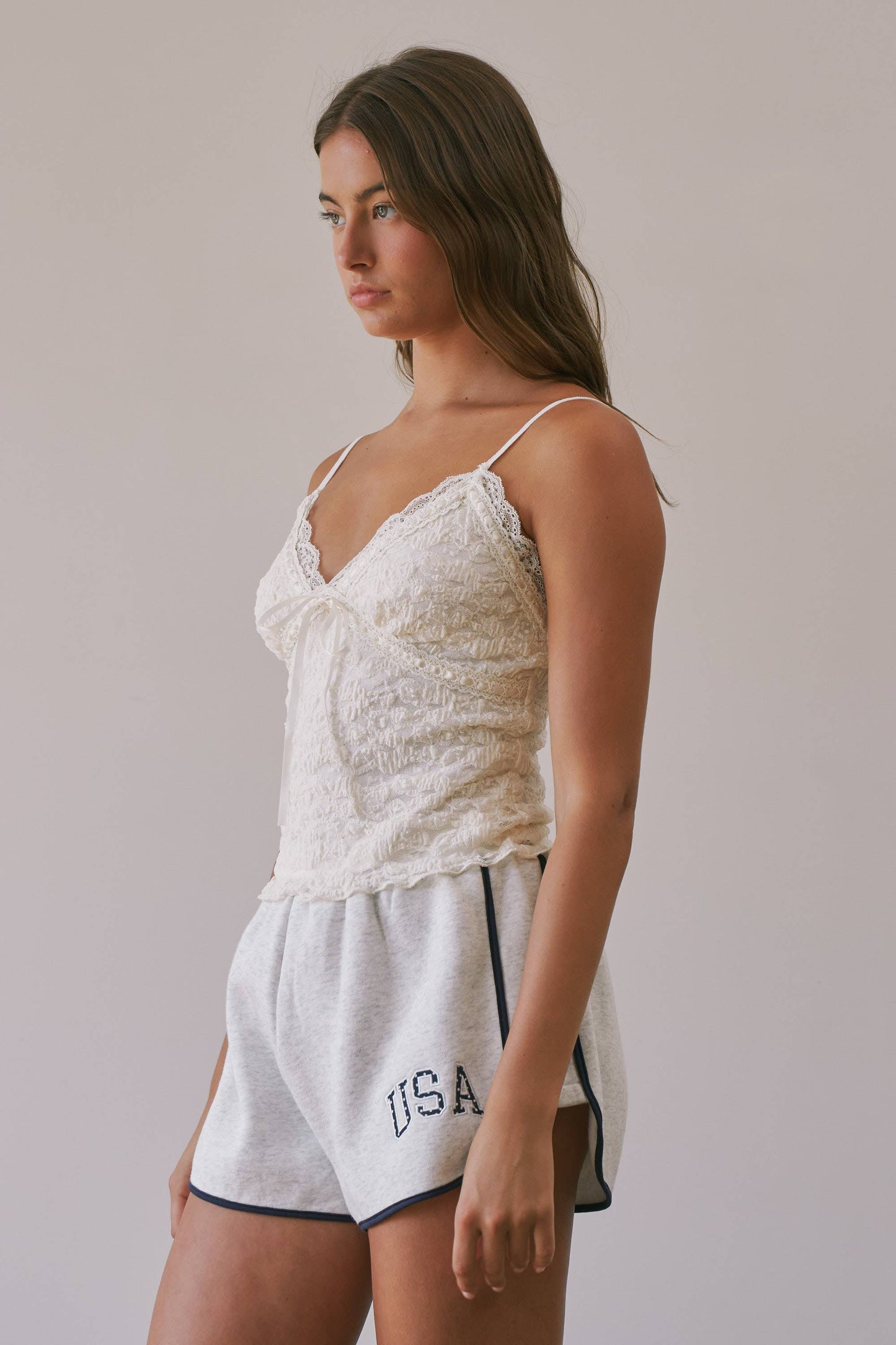 Brielle Textured Rosette Lace Cami Top