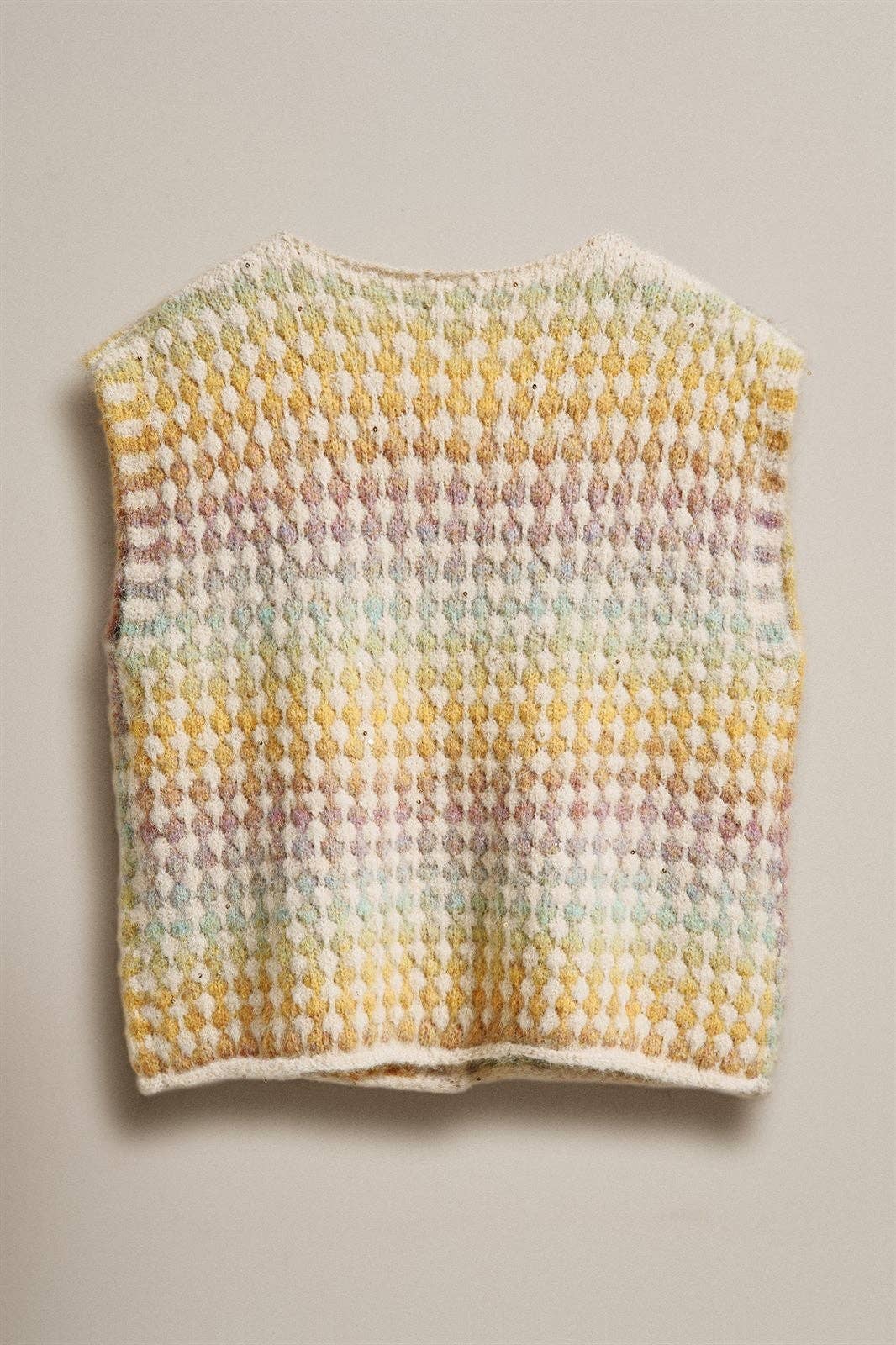 Popcorn Knit Button Front Sweater Vest