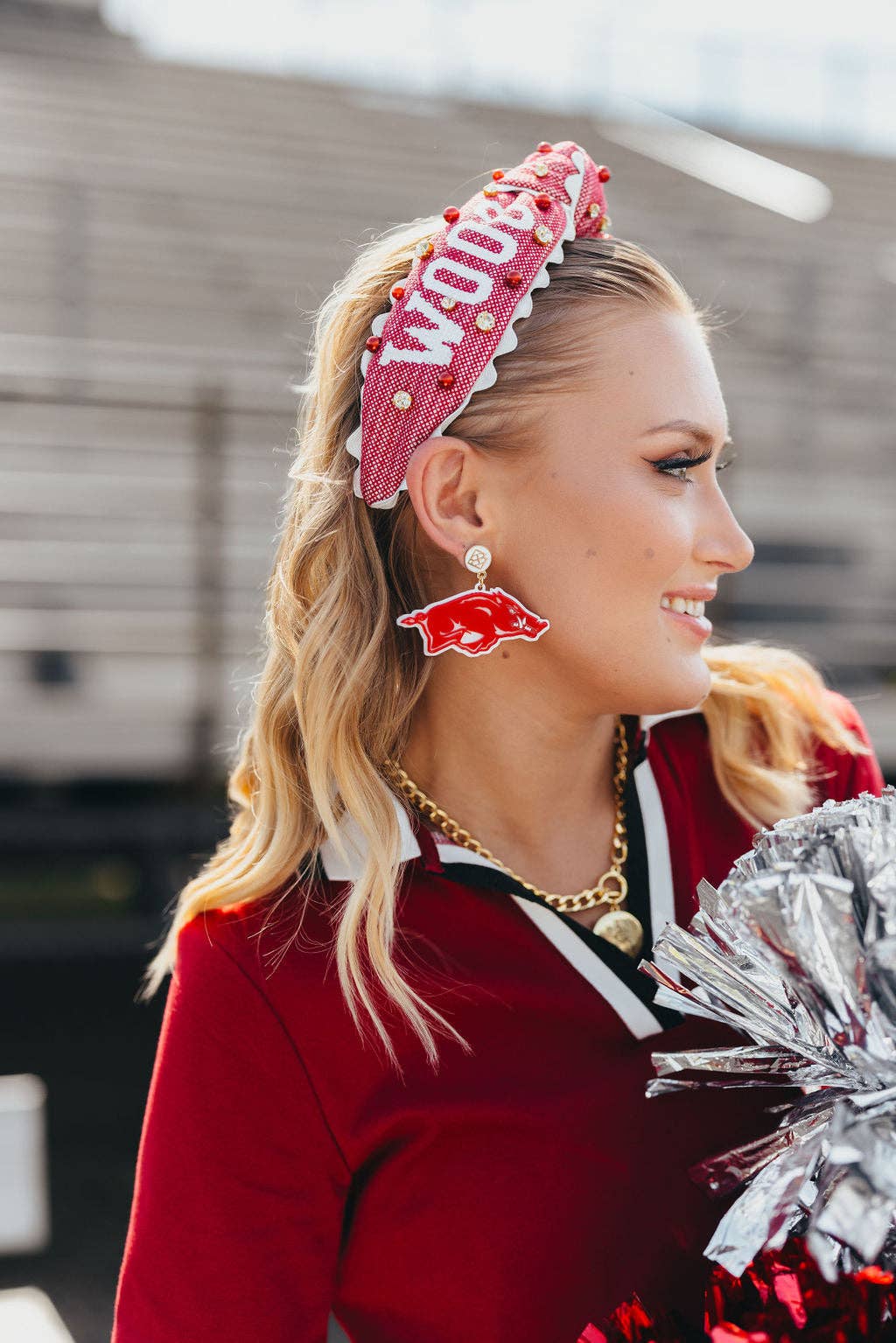 Arkansas Cardinal Red Running Razorback Earrings