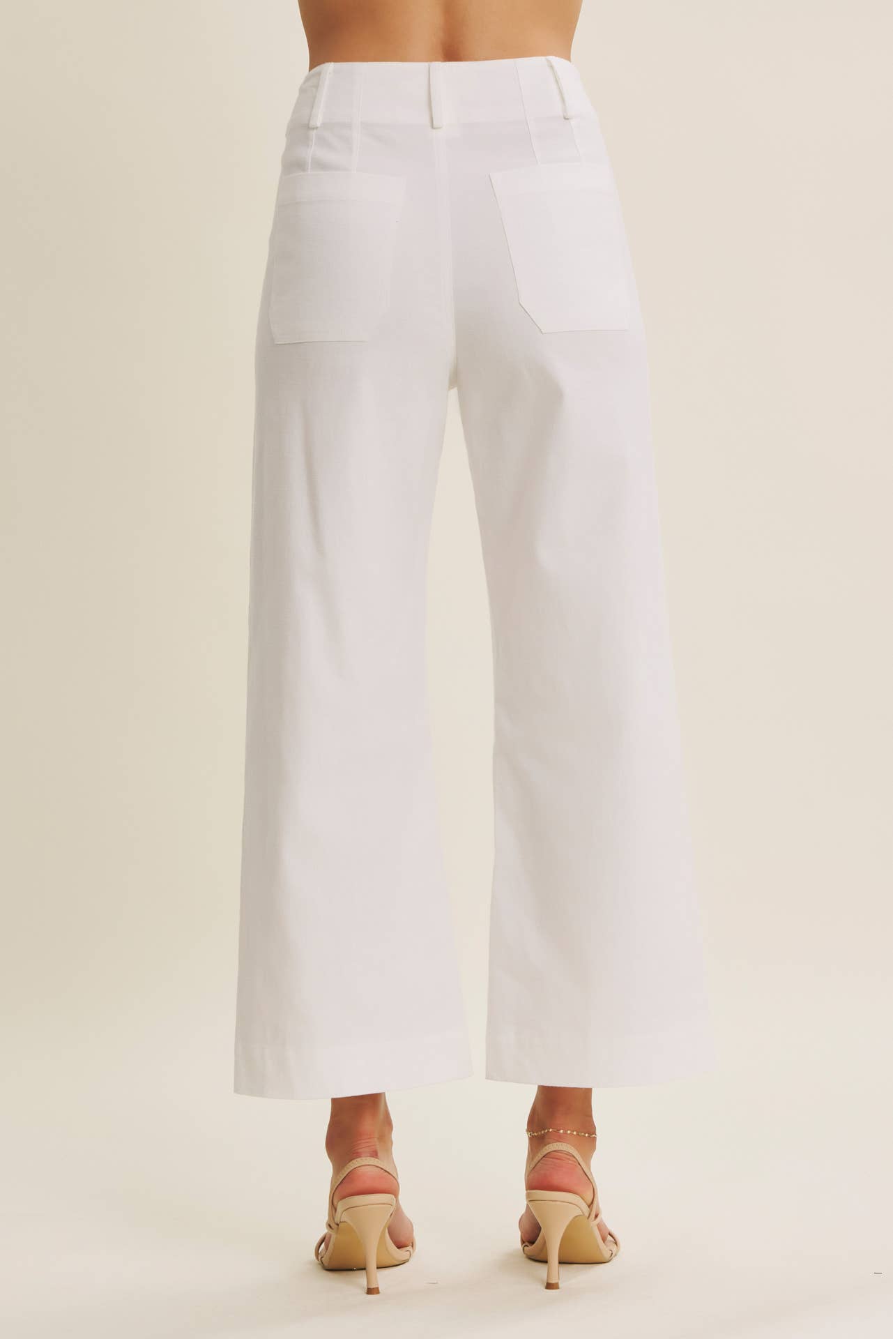 COTTON LINEN ANKLE PANTS WITH FRONT POCKETS