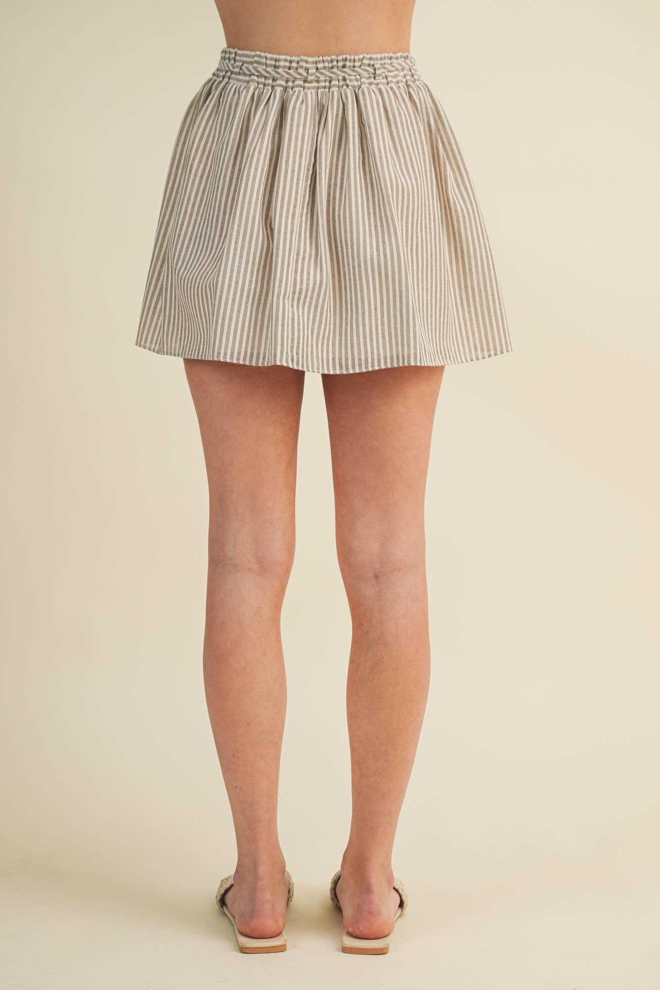 Vertical Stripe Drawstring Mini Skirt