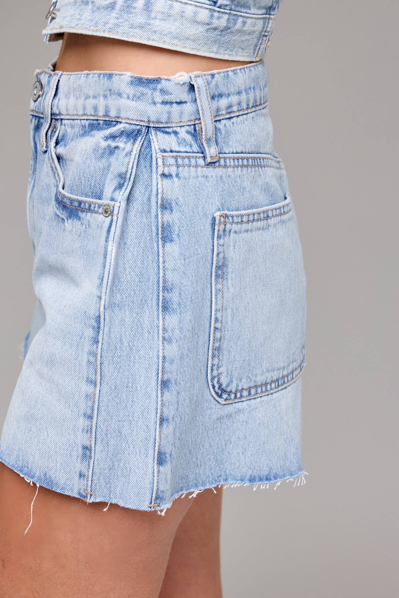 Medium Wash Side Insert 3" Inseam A-Line Shorts