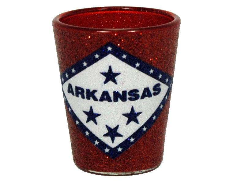 Arkansas Shot Glass Glitter State Flag