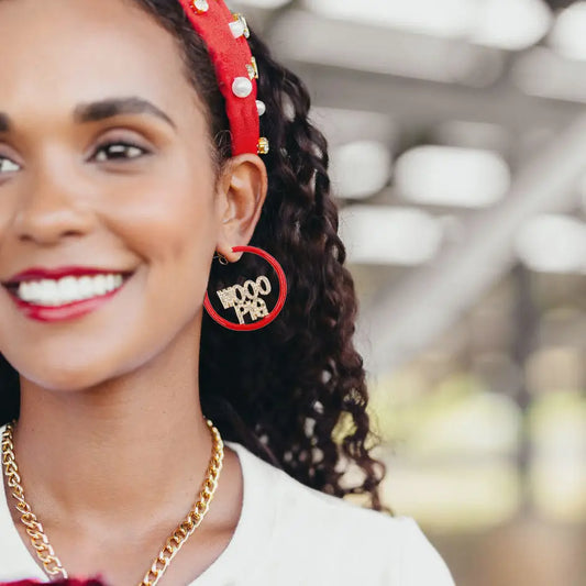 WOOO PIG Pave Hoop Earrings