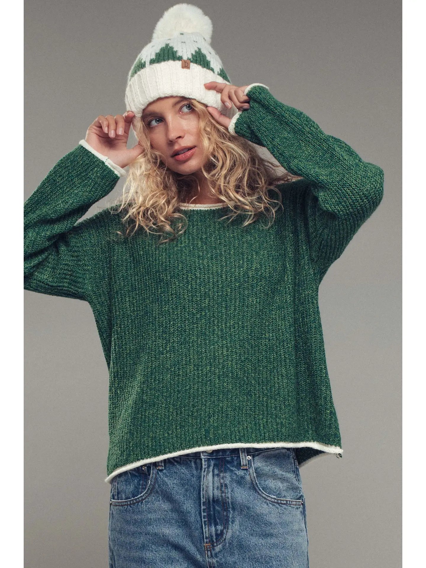 Bounded Contrast Trim Knit Sweater