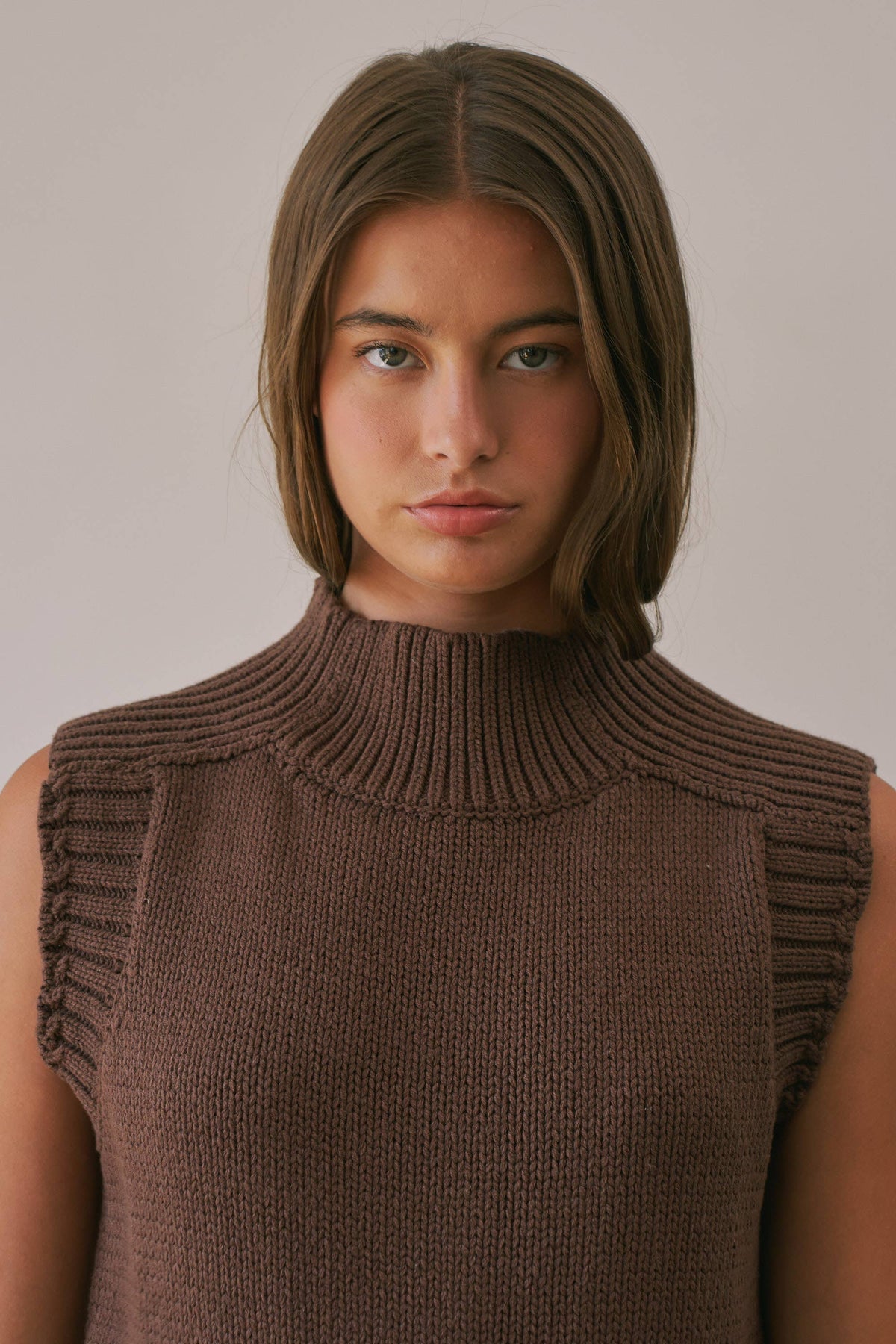 Lexi Ribbed Mock Neck Sweater Vest