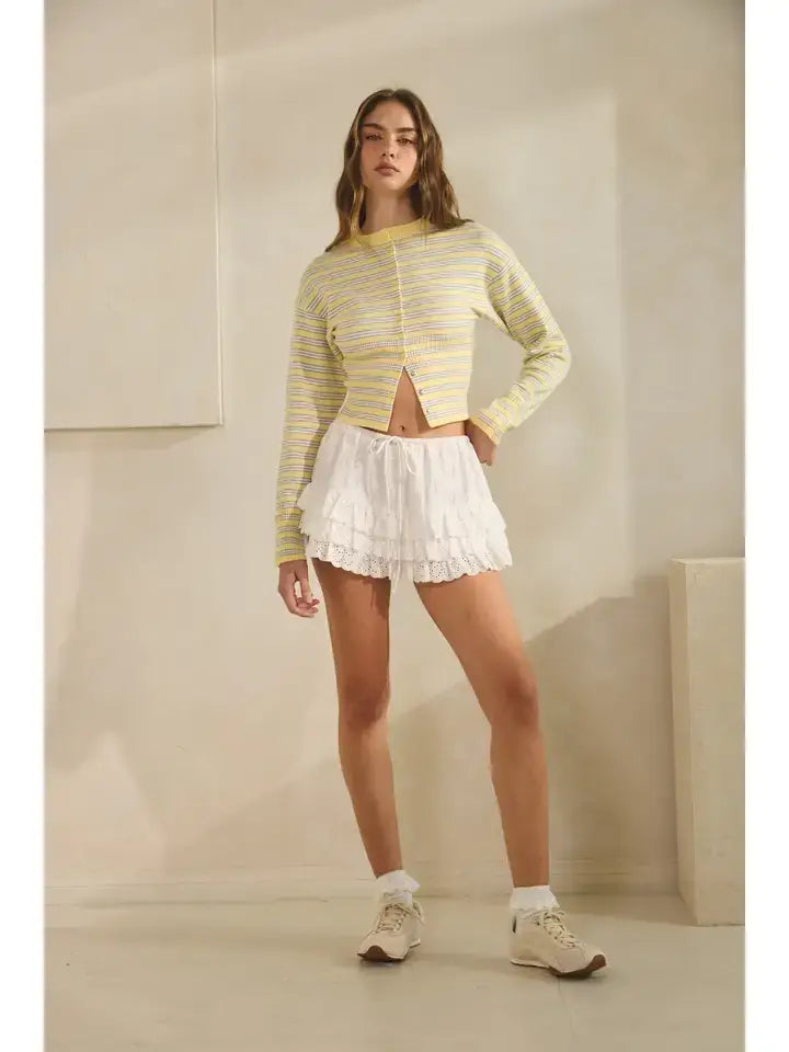 Josephine Striped Snap Button Down Cardigan