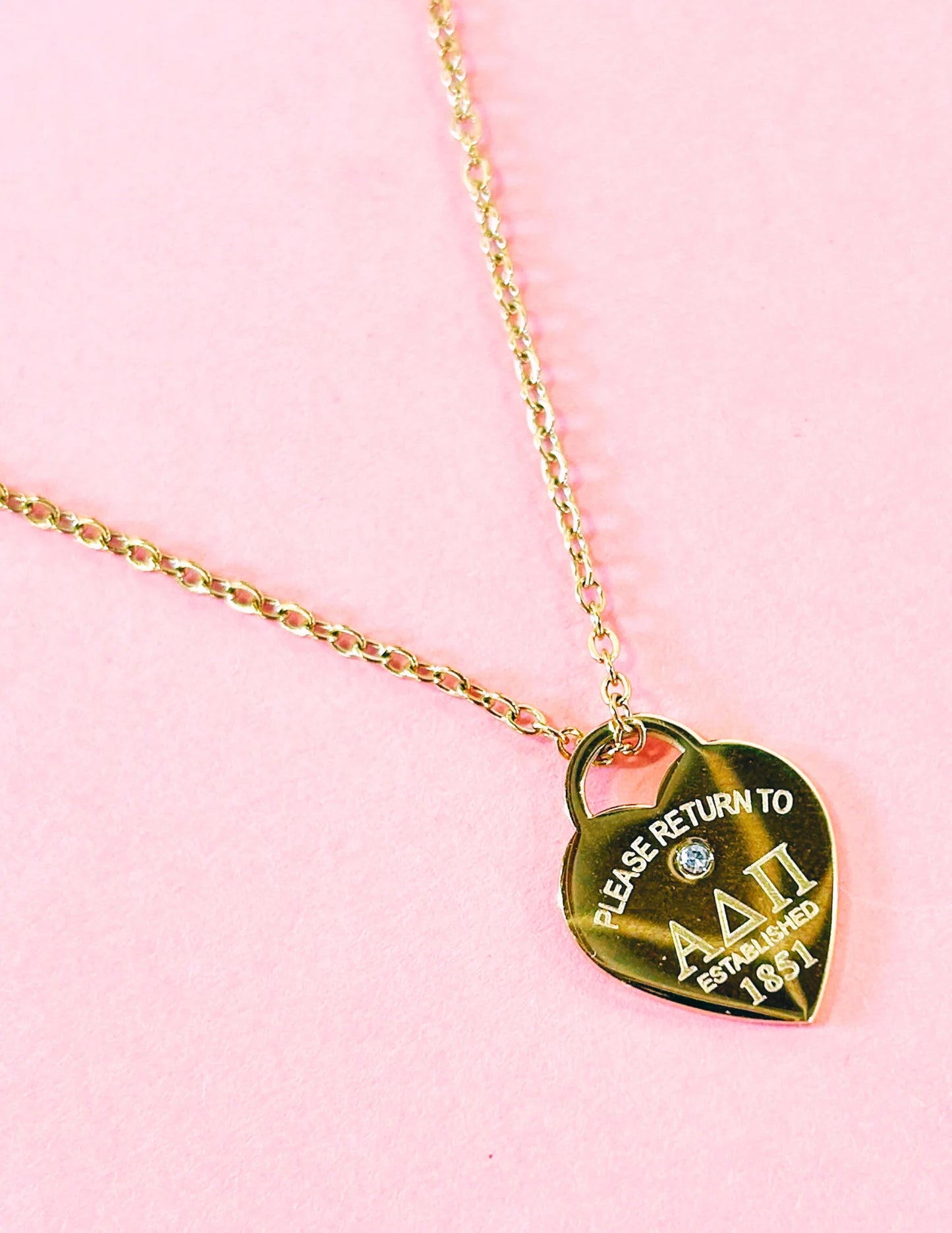 Greek Please Return Necklace