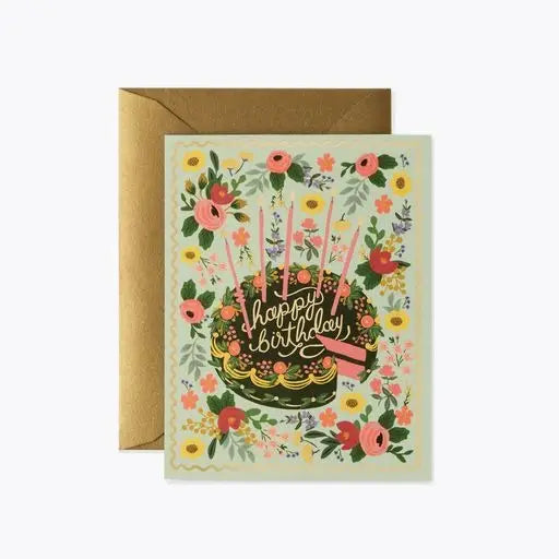 Floral Cake Birthday Card - Set of 8